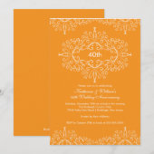 25周年 ダマスク招待状 オレンジ 白 招待状 (正面/裏面)