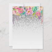 25周年 ピンク シルバー 花柄 結婚記念日 招待状 (裏面)