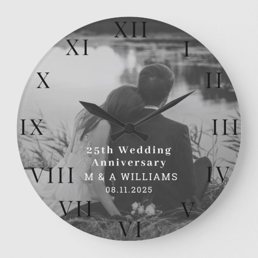 25周年 現代の写真 五十 ラージ壁時計 (正面)