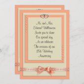 25周年 誕生日 招待状 桃色とクリーム色 (正面/裏面)