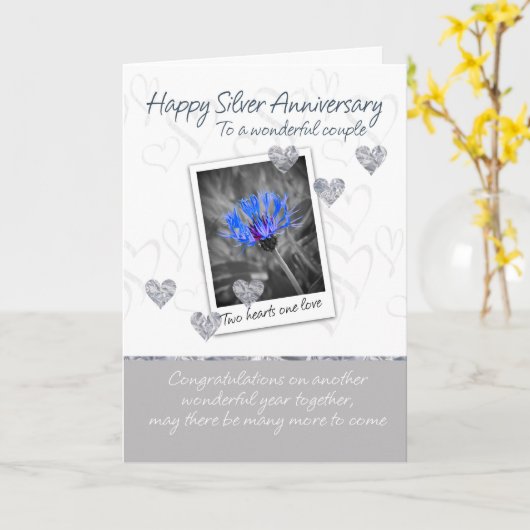 25周年 銀婚式 グリーティングカード (黄色い花)