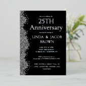 25回目の結婚記念日のシルバーグリッター 箔招待状 (立ち正面)