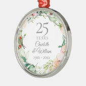 25回目の結婚記念日のバラの花輪 メタルオーナメント (左)
