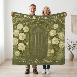 25回目の結婚記念日 ビクトリアンガーデンの門の芸術 フリースブランケット