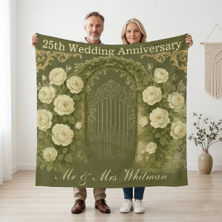 25回目の結婚記念日 ビクトリアンガーデンの門の芸術 フリースブランケット