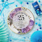 25回結婚の金ゴールド・フレームバラの記念日 ペーパープレート (パーティー)