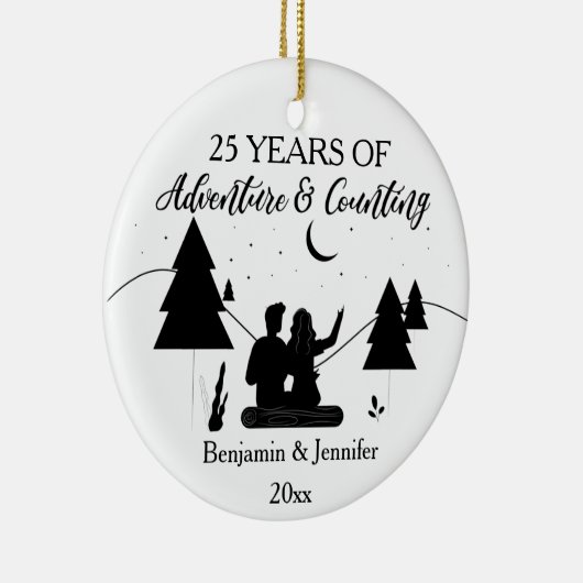 25年の冒険とカウント名前をカスタムする セラミックオーナメント (右)