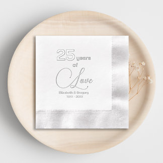 25年の愛の25thシルバ結婚ーの記念日 箔ナプキン