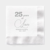25年の愛の25thシルバ結婚ーの記念日 箔ナプキン (正面)