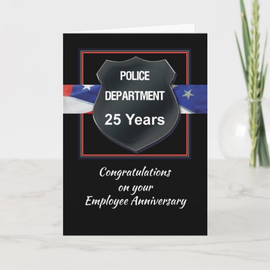 25年の警察官の記念日 カード (正面)