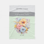 25年シルバーアニバーサバーフラワーグリーン フリースブランケット (正面)