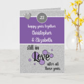 25年シルバーアニバーサリーハッピー年パープル カード (黄色い花)