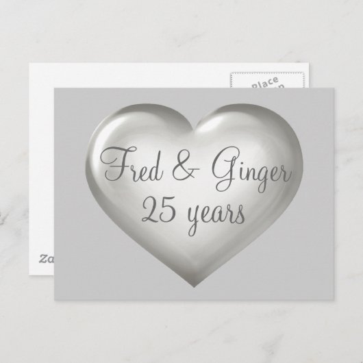 25年シルバーガラスとホワイトハート記念日 案内ポストカード (正面/裏面)