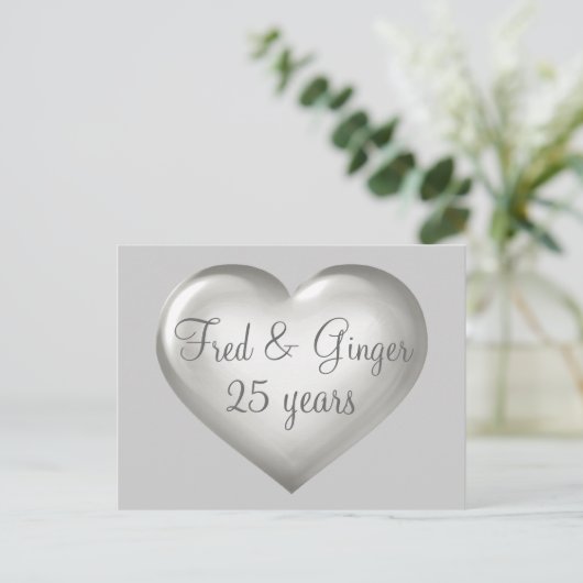 25年シルバーガラスとホワイトハート記念日 案内ポストカード (スタンド正面)