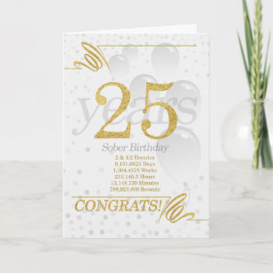 25年ソバー誕生日フェイク金ゴールドグリッター カード