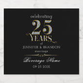 25年タイポグラフィ結婚記念日 ビールラベル (シングルラベル)