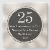 25年勤続記念日ギフトアイディアパーソナライズされた、 ストーンコースター (正面)