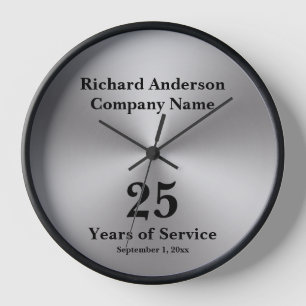 25年勤続銀フェイク号 壁時計