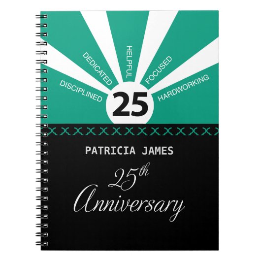 25年目の従業員をパーソナライズ ノートブック (正面)