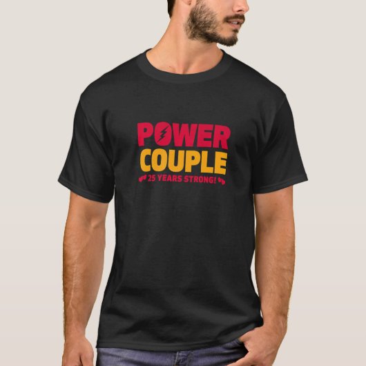 25年結婚したパワーカップル25周年記念ハス Tシャツ (正面)