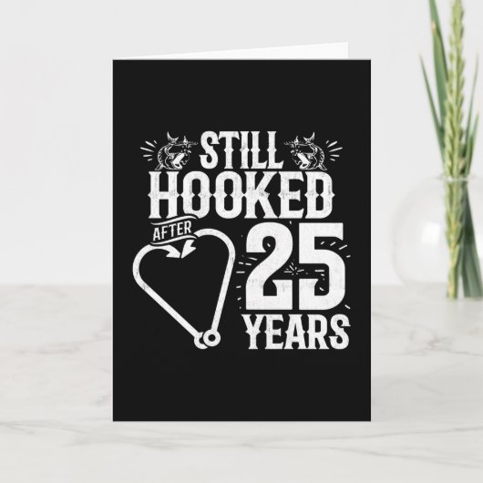 25年結婚した魚釣り25おもしろい周年 カード (正面)