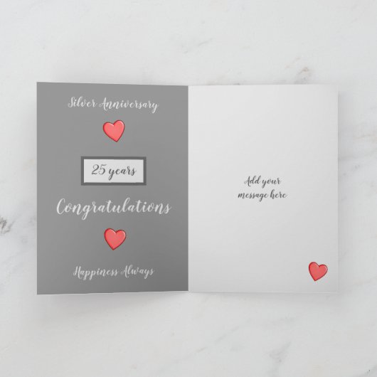 25年結婚間の写真 カード (内部)