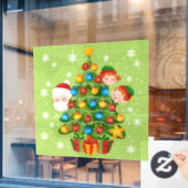 25日のクリスマス、クリスマスツリー ウィンドウサイン (カフェ窓)