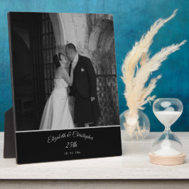 25日結婚記念写真ブラックシルバー フォトプラーク