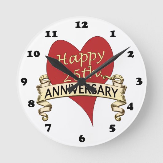 25日。記念日 ラウンド壁時計 (正面)
