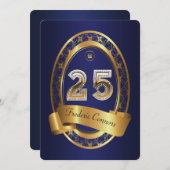 25日，誕生日パーティーの女性の男性，色エレガント色 招待状 (正面/裏面)