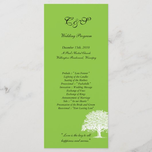 25春ツリーグリーン/ホワイト結婚式 プログラム (正面)