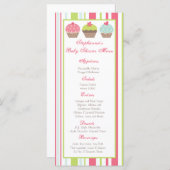 25枚のメニューカードお茶会のピンクのパステルのカップケーキ メニュー (正面/裏面)