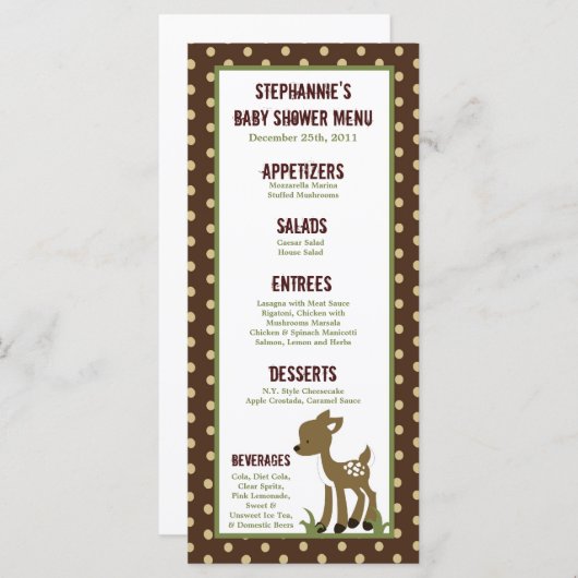 25枚のメニューカードは空の森林森林を魅了しました メニュー (正面/裏面)