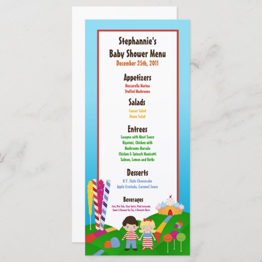 25枚のメニューカードキャンデーの土地のアイスクリームの吸盤の棒つきキャンデー メニュー (正面/裏面)