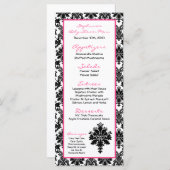 25枚のメニューカードショッキングピンクの黒のダマスク織 メニュー (正面/裏面)