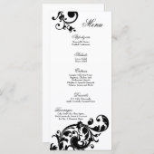 25枚のメニューカード白黒の花の線条細工の花 メニュー (正面/裏面)