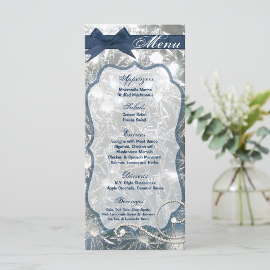 25枚のメニューカード粉々氷の割れた冬用ガラス メニュー (スタンド正面)