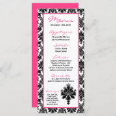 25枚のメニューカード黒のショッキングピンクのダマスク織のレースのプリント メニュー (正面/裏面)