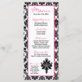 25枚のメニューカード黒のショッキングピンクのダマスク織のレースのプリント メニュー (正面)