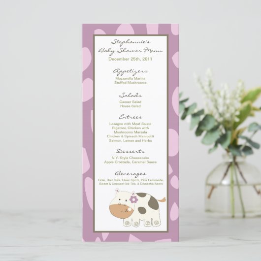 25枚のメニューカードJacanaの女の子のジャングルの動物園動物 メニュー (スタンド正面)