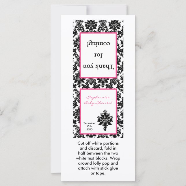 25棒つきキャンデートッパー熱ピンクブラックダマスク (正面)