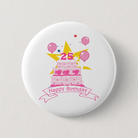 25歳お誕生日ケーキ 缶バッジ (正面)