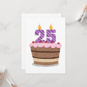 25歳のお誕生日ケーキ カード (正面/裏面インサイチュ)