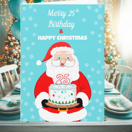 25歳のメリークリスマスお誕生日おめでとう サンタクロース カード