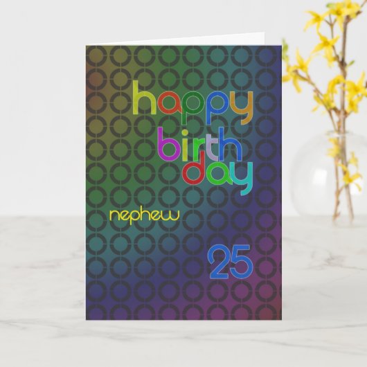 25歳の甥の誕生日サークル カード (黄色い花)