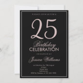 25歳の誕生日おめでとう グリッツ&ゴールドローズゴールド 招待状 (裏面)