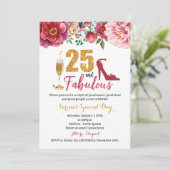 25歳の誕生日におしゃれな招待状 女性向け 招待状 (スタンド正面)