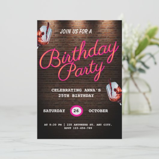25歳の誕生日カード 招待状 (スタンド正面)