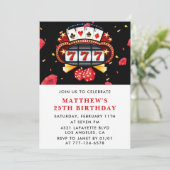 25歳の誕生日パーティーの招待状 カジノ ポーカーレッド 招待状 (スタンド正面)