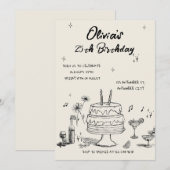 25歳の誕生日パーティーの招待状 招待状 (正面/裏面)